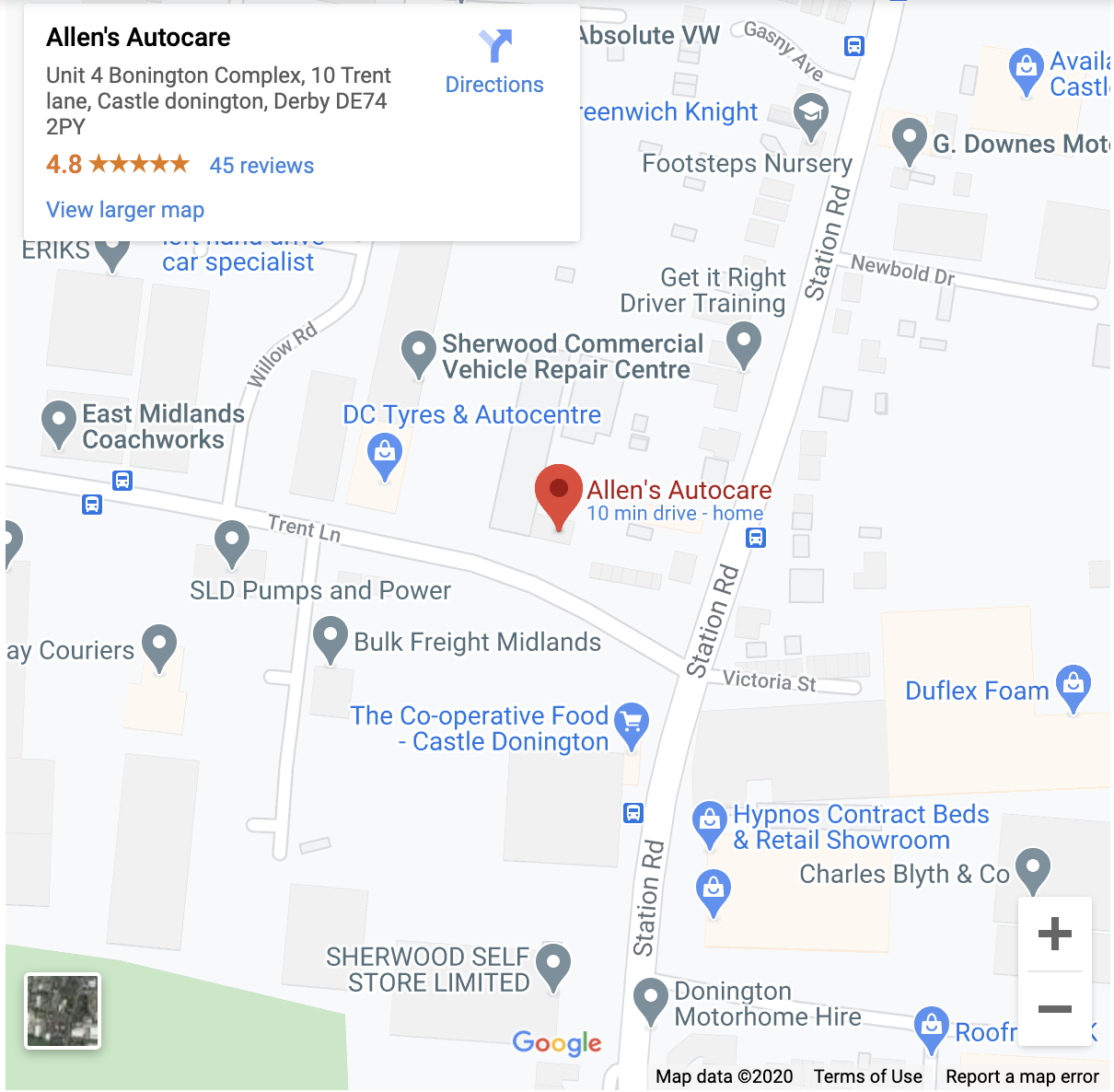 GOOGLE map allen's auto location